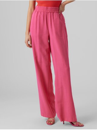 Tmavě růžové dámské široké kalhoty VERO MODA Carmen