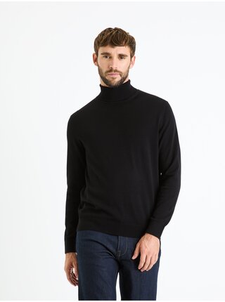 Čierny pánsky basic sveter s rolákom Celio Feroll