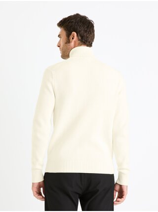Krémový pánsky basic sveter s rolákom Celio Febasico