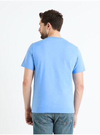 Světle modré pánské tričko s potiskem Celio Feroundcal 