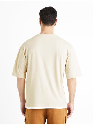 Krémové pánské oversized tričko Celio Fetwin