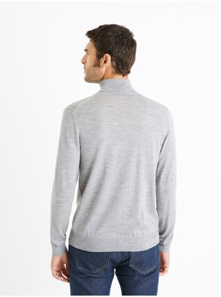 Svetlosivý pánsky basic sveter s rolákom Celio Menos