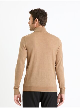 Světle hnědý pánský basic svetr s rolákem Celio Menos