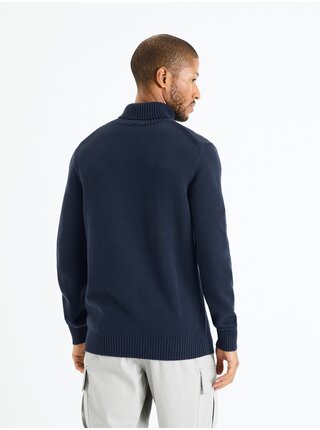 Tmavo modrý pánsky basic sveter s rolákom Celio Febasico