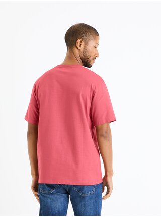 Tmavě růžové pánské tričko Celio Fedeton 