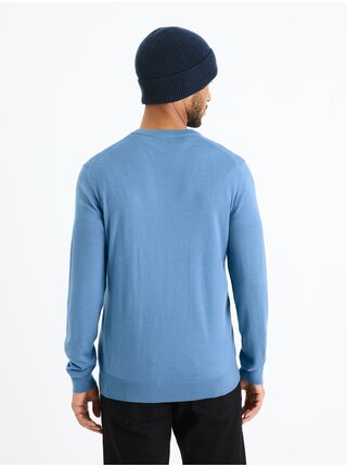 Modrý pánsky basic sveter Celio Semerirond
