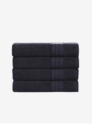 50 x 100 cm - Sada čtyř tmavě šedých ručníků Good Morning