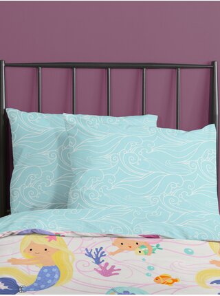 Ružovo-modré obojstranné obliečky s motívom morskej panny 140 x 200 cm / 70 x 90 cm Good Morning Shelly
