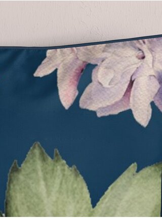 140 x 200 cm - Tmavomodré vzorované saténové obojstranné obliečky Descanso Fiori