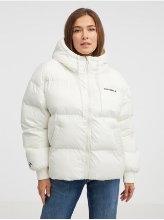 Krémová dámská prošívaná oversize bunda Converse Short Puffer Jacket