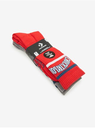 Sada dvou párů pánských ponožek v červené a šedé barvě Converse Chuck Taylor