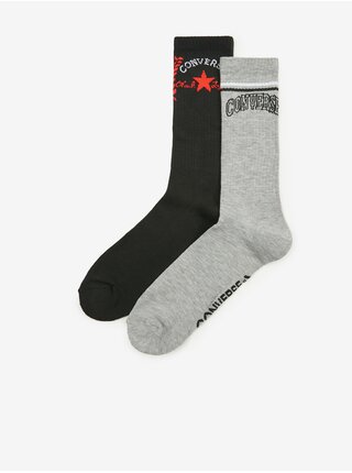 Súprava dvoch párov pánskych ponožiek v čiernej a šedej farbe Converse Club Concer