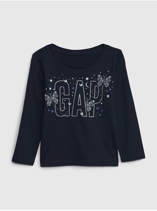Tmavomodré dievčenské tričko s potlačou GAP