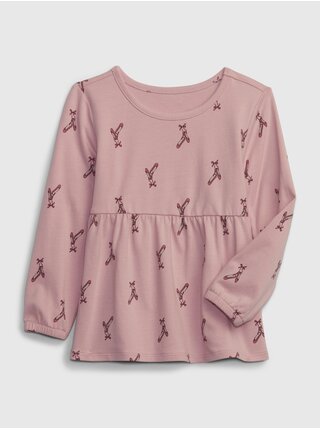 Ružové dievčenské vzorované tričko GAP