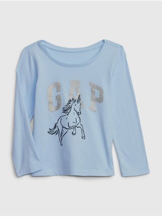 Svetlomodré dievčenské tričko s potlačou GAP