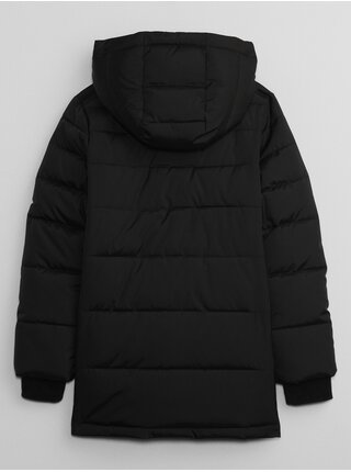 Čierna detská prešívaná zimná bunda s kapucňou GAP
