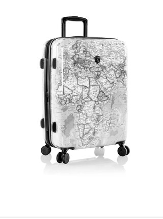 Černo-bílý vzorovaný cestovní kufr Heys Journey 3G M Black/White Map