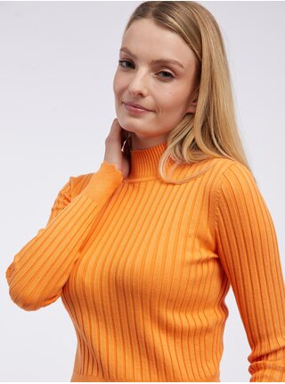 Oranžový dámský žebrovaný svetr ORSAY