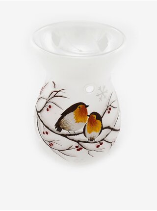 Skleněná aromalampa na vonný olej/vosk 15,5cm SIL SIFCON Christmas Robin