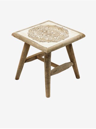 Ručně vyřezávaná stolička z mangového dřeva SIL SIFCON bílá