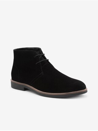 Černé pánské kožené kotníkové boty Ombre Clothing 