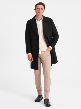 Černý pánský kabát s podšívkou Ombre Clothing 