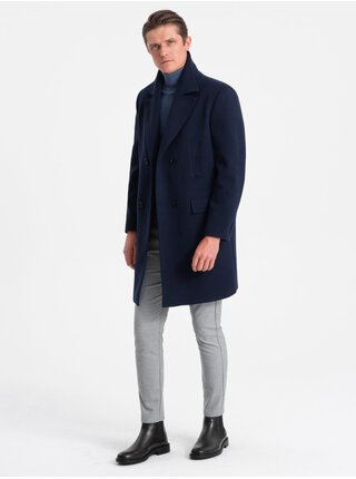Tmavě modrý pánský kabát s podšívkou Ombre Clothing  