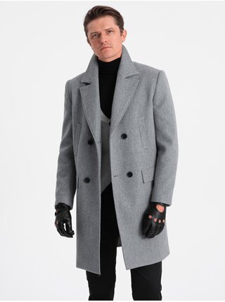 Šedý pánský kabát s podšívkou Ombre Clothing 