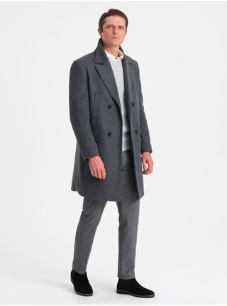 Tmavosivý pánsky kabát s podšívkou Ombre Clothing
