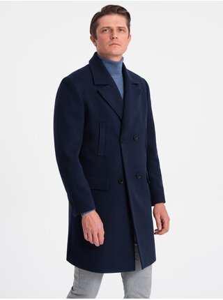 Tmavě modrý pánský kabát s podšívkou Ombre Clothing  