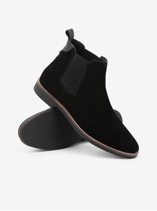 Čierne pánske kožené členkové topánky Ombre Clothing