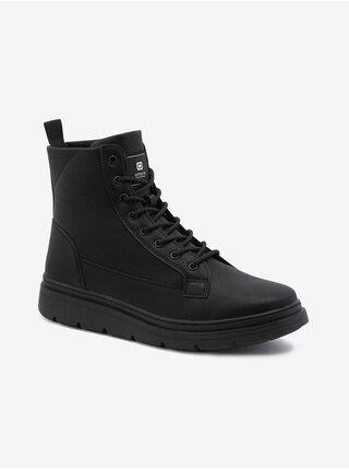 Čierne pánske členkové zimné topánky Ombre Clothing