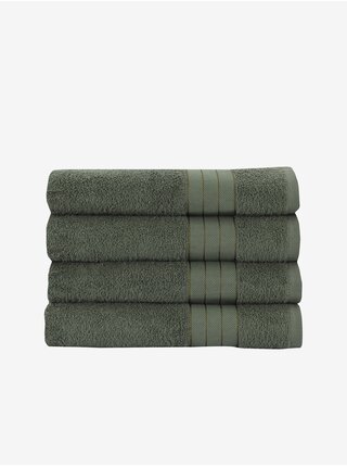 50 x 100 cm - Sada štyroch tmavo zelených uterákov Good Morning