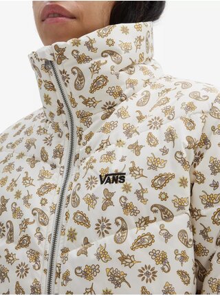 Hnědo-krémová dámská vzorovaná prošívaná bunda VANS Foundry Print Puff