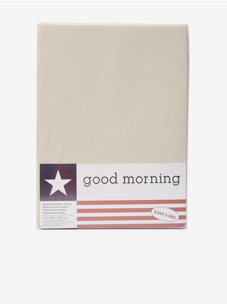 160/180 x 200 cm - Béžové elastické žerzejové prostěradlo Good Morning