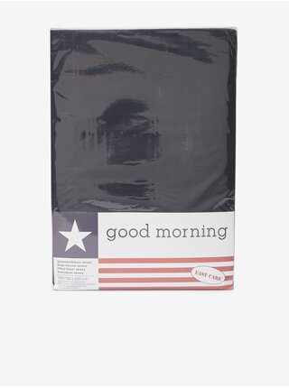 160/180 x 200 cm - Černé elastické žerzejové prostěradlo Good Morning