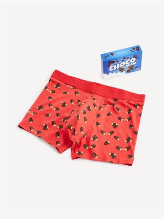 Červené pánské vzorované boxerky Celio Choco