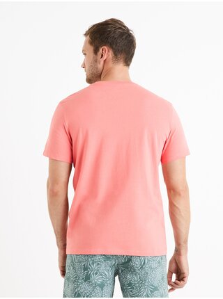 Růžové pánské basic tričko Celio Tebase 