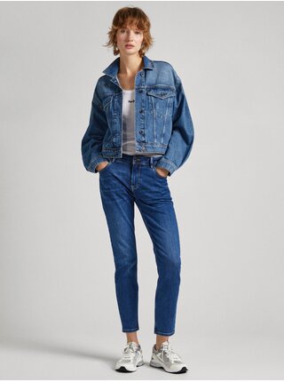 Modré dámske skrátené straight fit Jeans Pepe Jeans