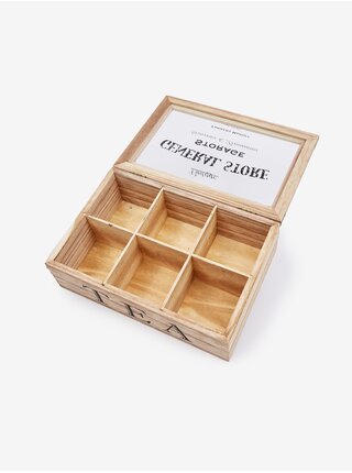 Dřevěný vintage box na čajové sáčky se skleněným víkem SIFCON