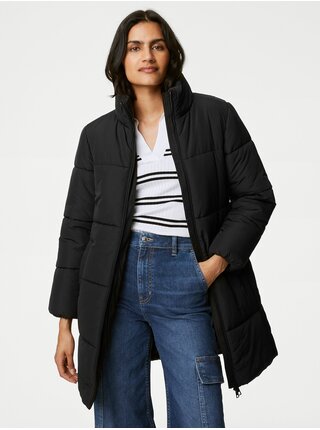 Černý dámský prošívaný kabát s technologií Thermowarmth Marks & Spencer   