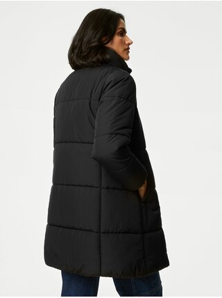 Čierny dámsky recyklovaný prešívaný kabát s technológiou Thermowarmth Marks & Spencer