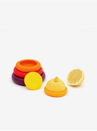 Sada pěti silikonových krytů na ovoce a zeleninu v žluté, oranžové, červené a fialové barvě Food Huggers