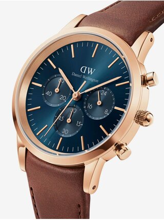 Hnědé pánské hodinky s koženým řemínkem Daniel Wellington Iconic DW00100639      