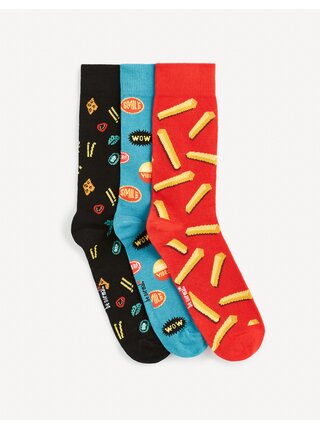 Sada tří párů barevných ponožek v dárkovém balení Celio  