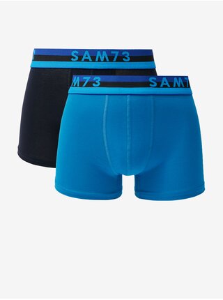 Súprava dvoch pánskych boxeriek v modrej a čiernej farbe SAM 73 Hyacint