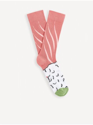 Bílo-růžové vzorované ponožky v dárkovém balení Celio  