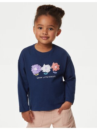 Květovaný top, z čisté bavlny (2–8 let) Marks & Spencer námořnická modrá