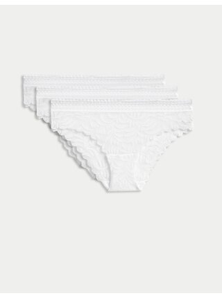 Brazilské kalhotky Flexifit™ s krajkou, 3 ks v balení Marks & Spencer bílá