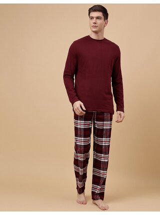 Červené pánské kostkované pyžamo Marks & Spencer 